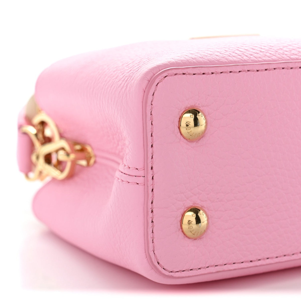 Taurillon Embellished Flower Handle Capucines Mini  Marshmallow Pink