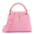 Taurillon Embellished Flower Handle Capucines Mini  Marshmallow Pink