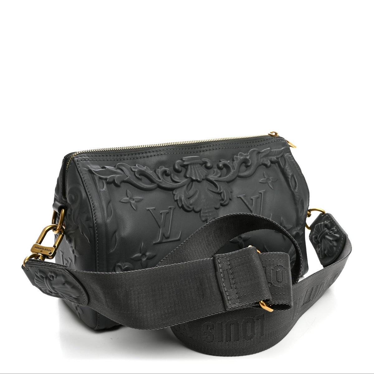 Calfskin Debossed Monogram Versailles City Keepall Dark Shadow Grey