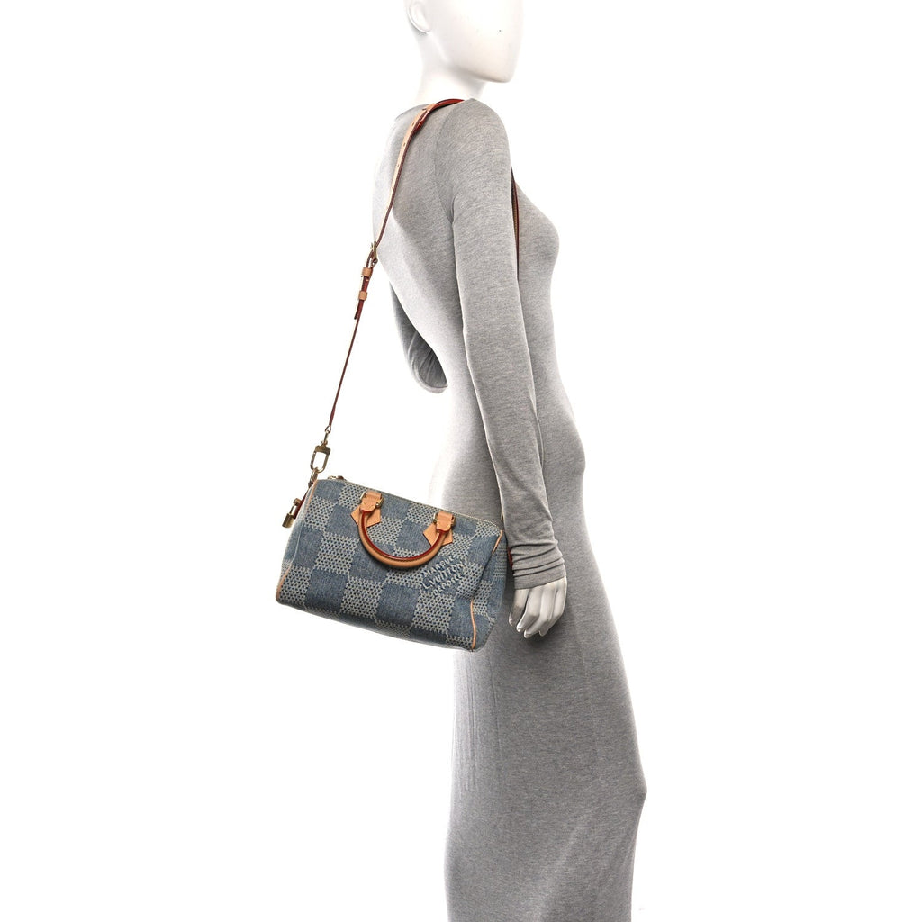 Damier Denim 3D Speedy Bandouliere 25 Bleu