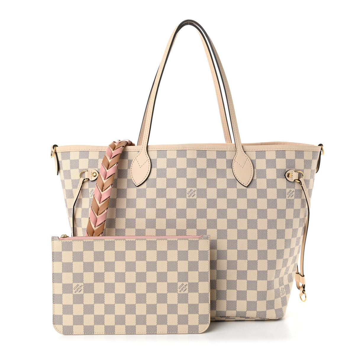Damier Azur Braided Neverfull MM Pink