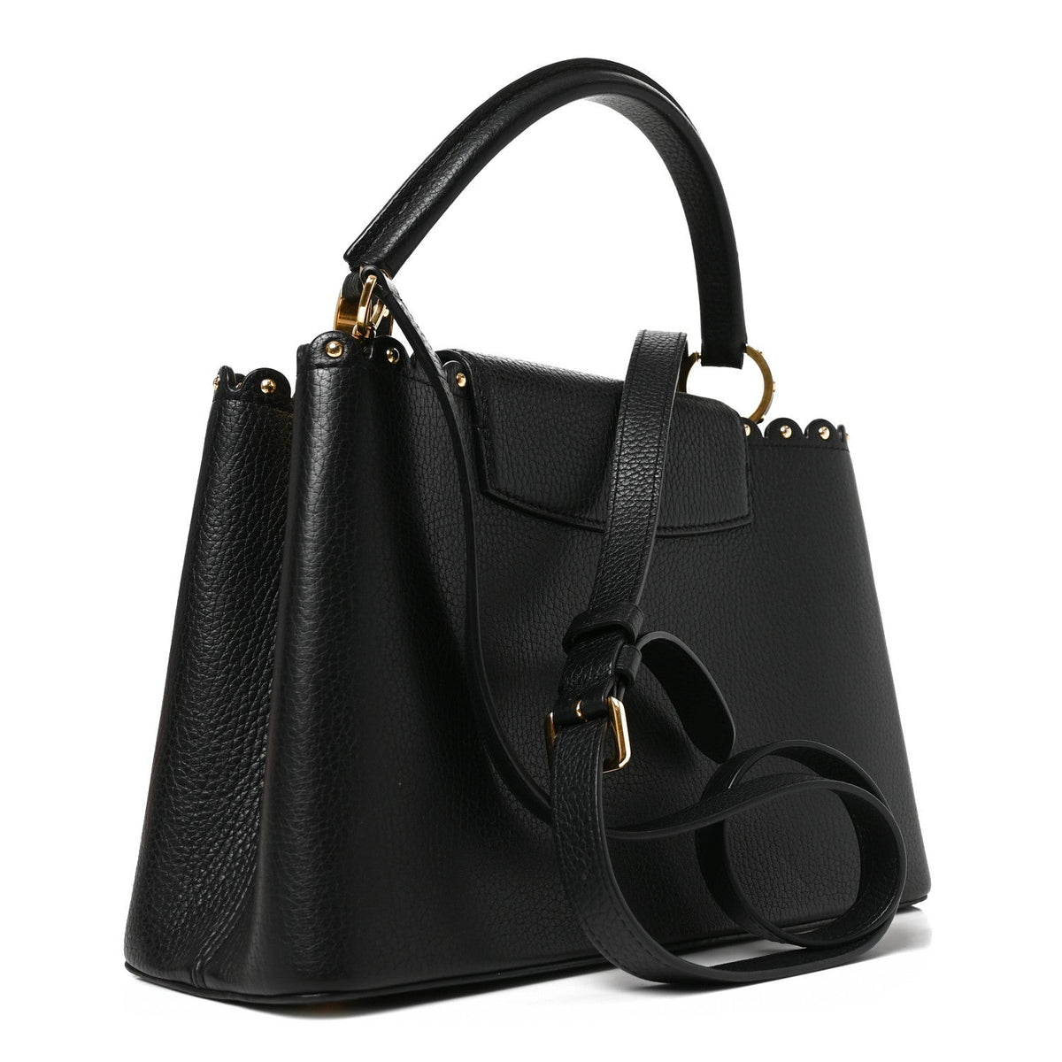 Taurillon Studded Capucines PM Black