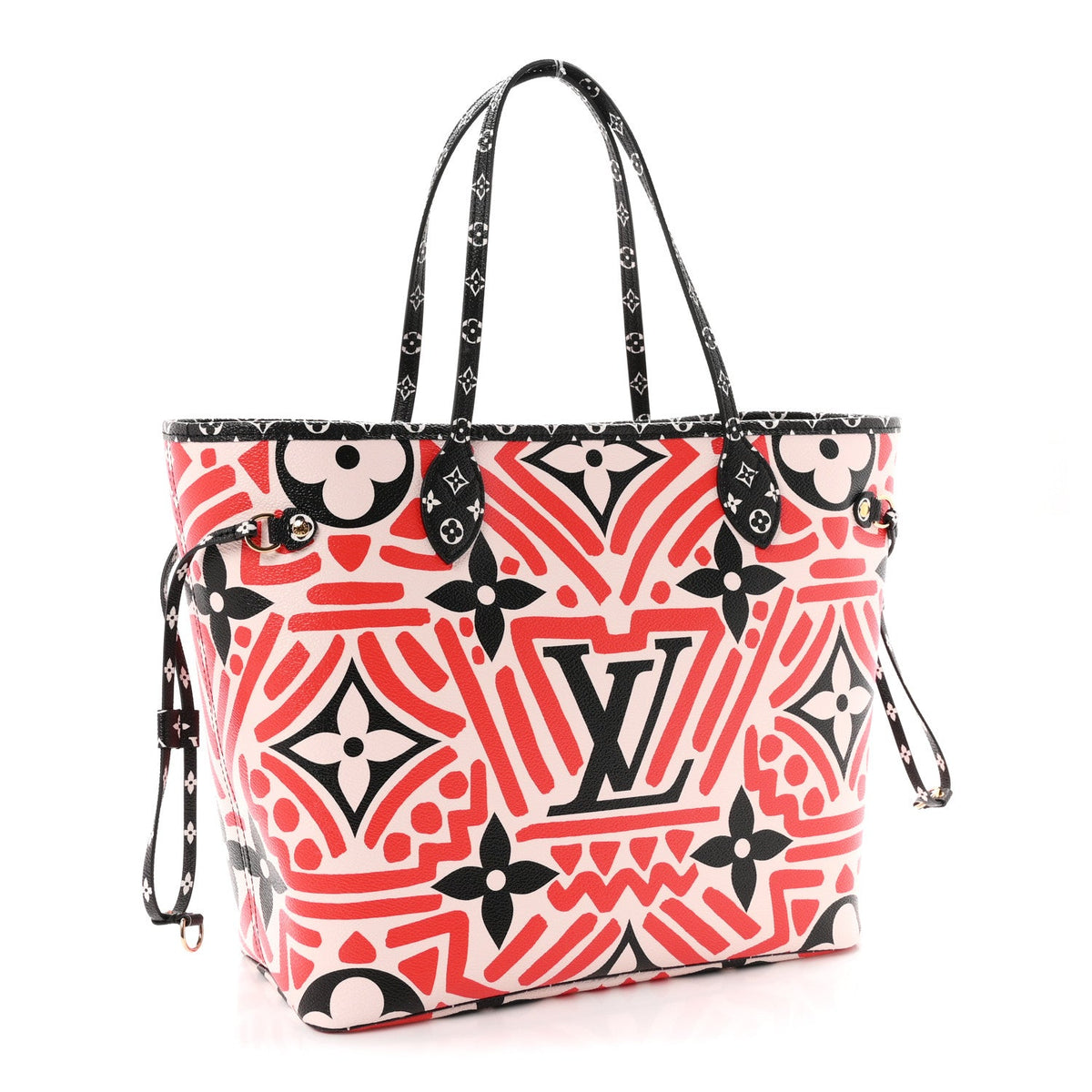 Monogram Giant Crafty Neverfull MM Creme Rouge Black