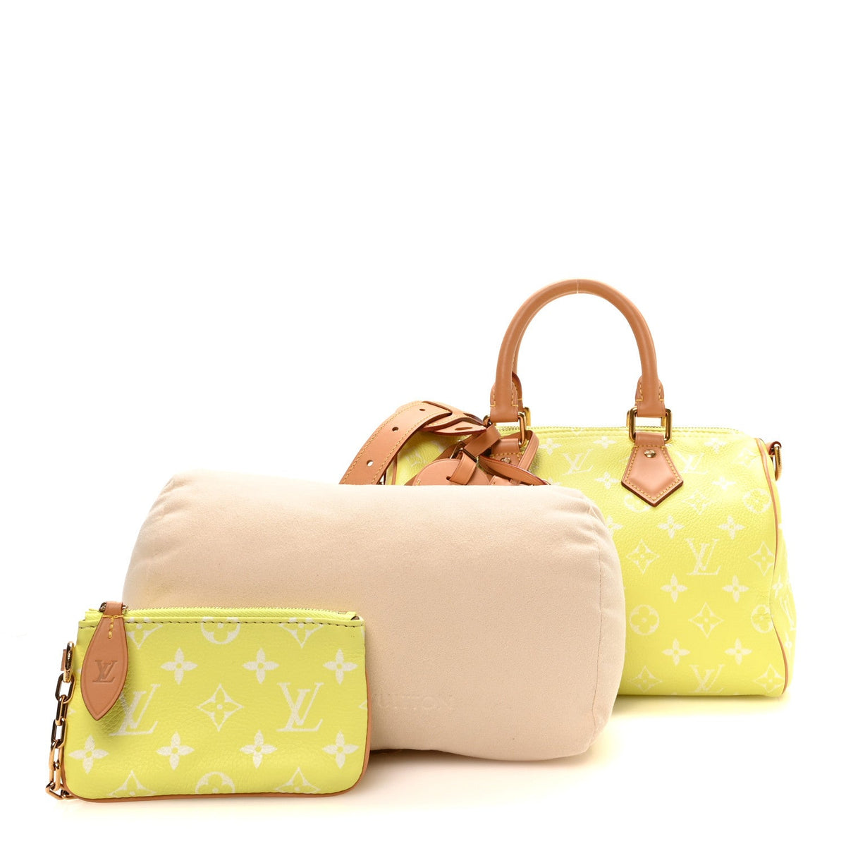 Calfskin Monogram Speedy P9 Bandouliere 25 Lemonade Yellow
