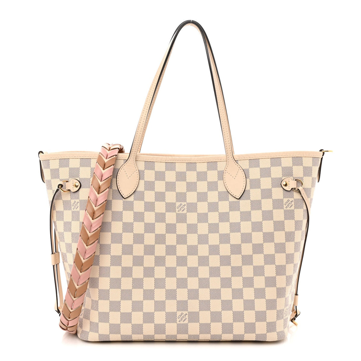 Damier Azur Braided Neverfull MM Pink