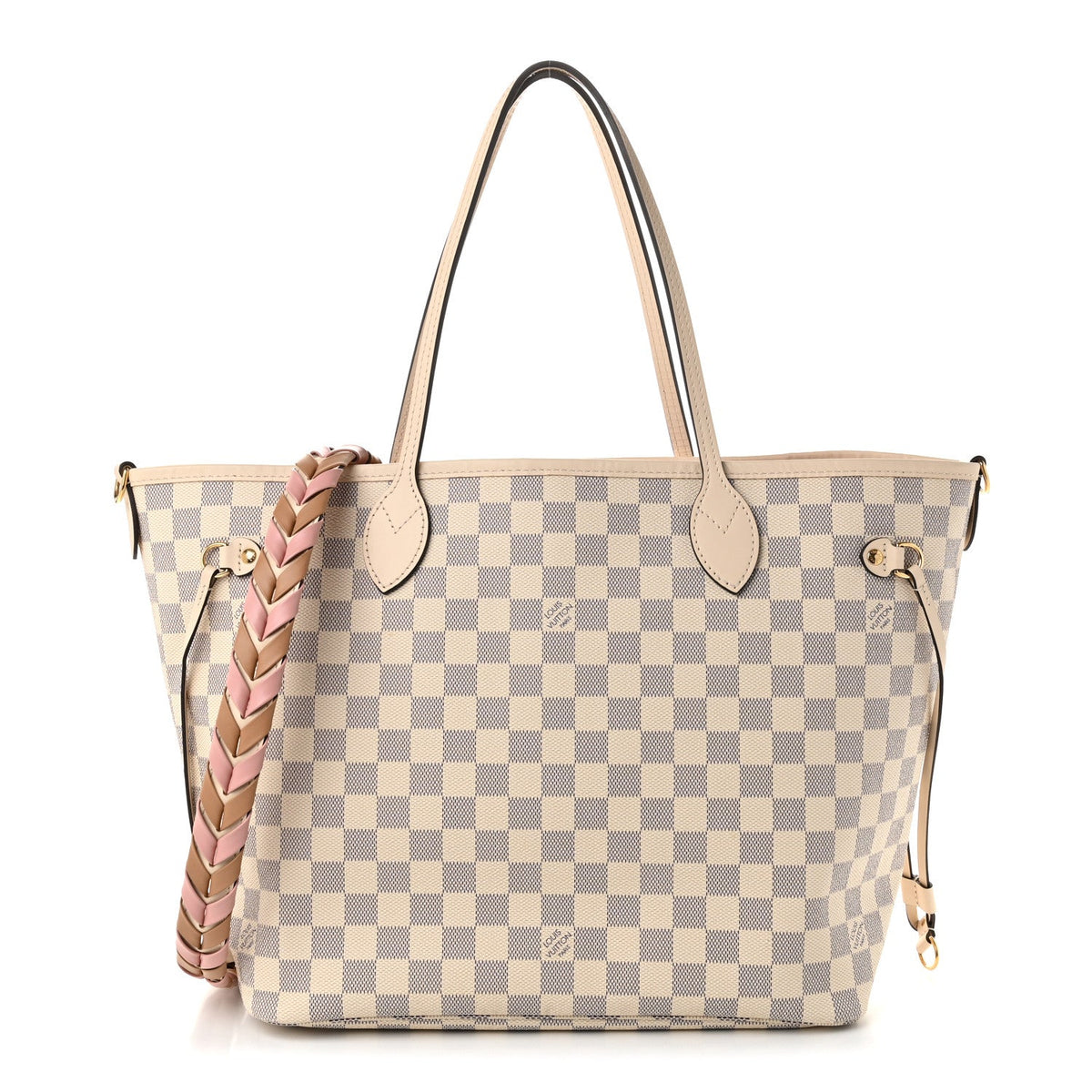 Damier Azur Braided Neverfull MM Pink