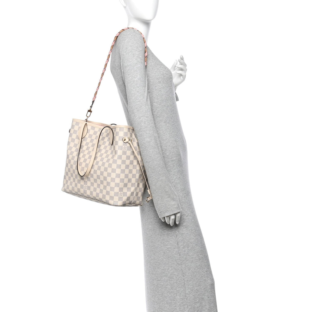 Damier Azur Braided Neverfull MM Pink