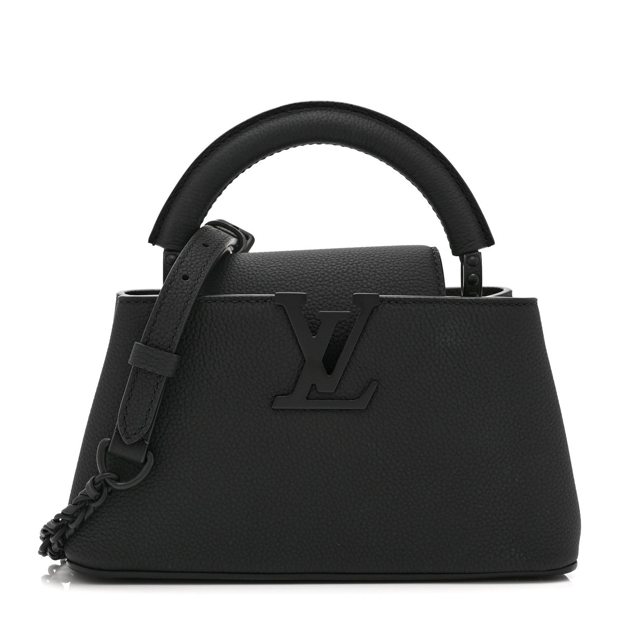 Matte Taurillon Capucines East West Mini All Black