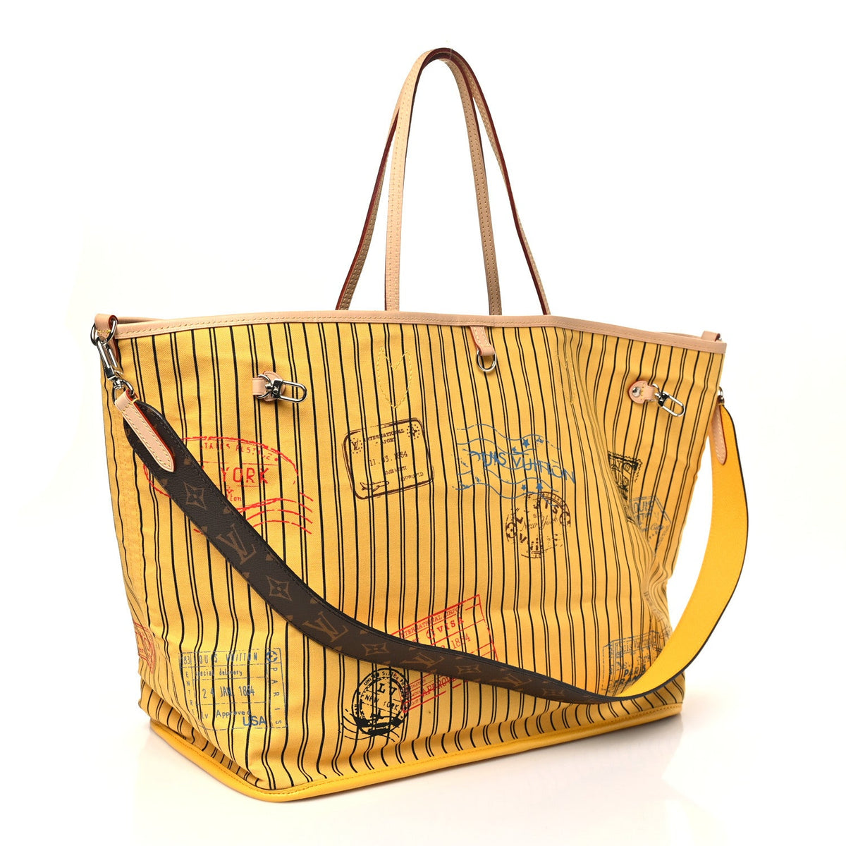 Monogram Stamped Inside Out NYC Neverfull Bandouliere GM Yellow
