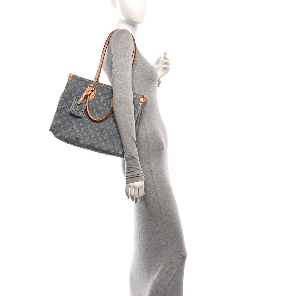 Monogram Denim Onthego MM Washed Grey