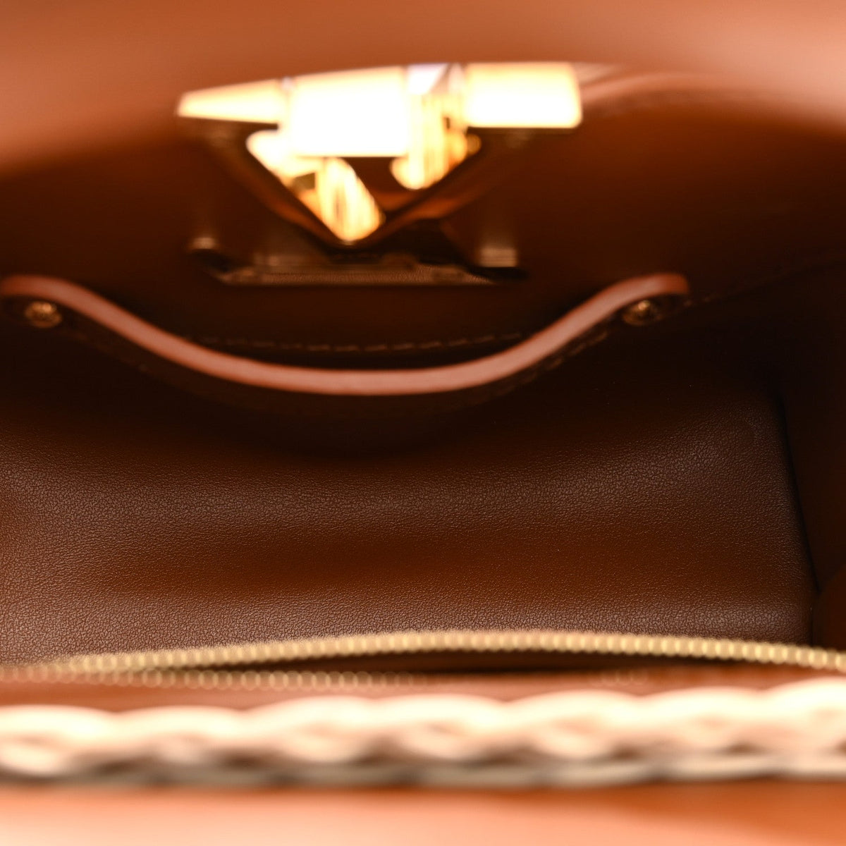 Rattan Calfskin Capucines Mini Brown