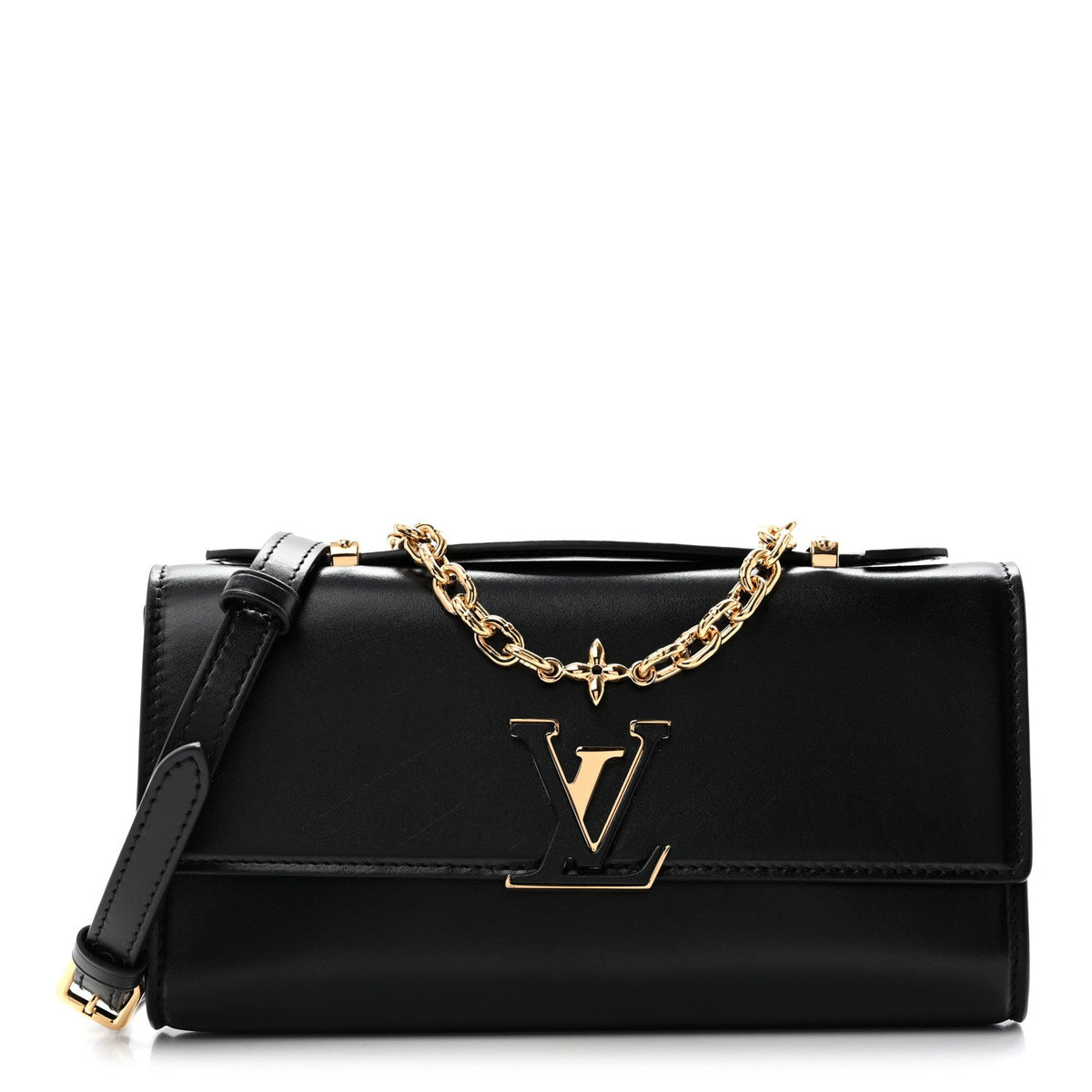 Calfskin LV Wallet On Chain Capucines Black