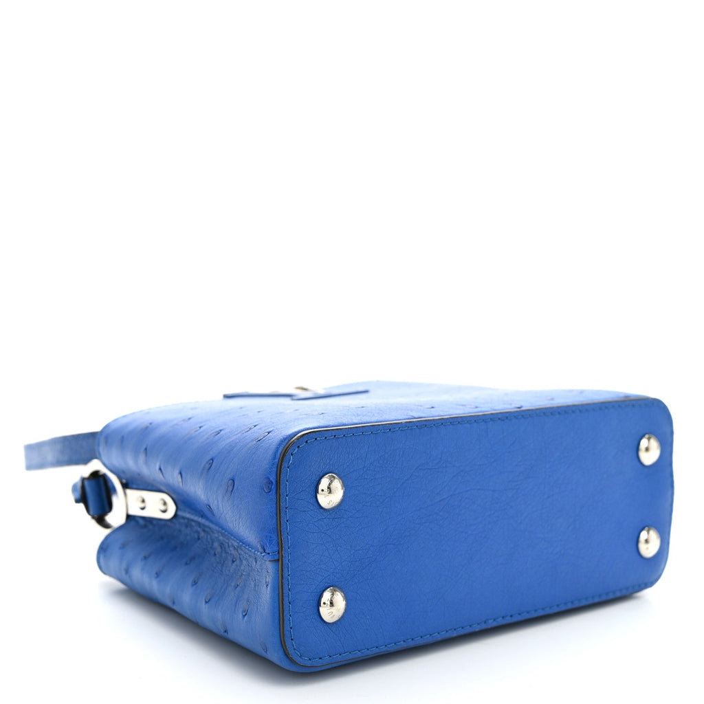 Ostrich Capucines Mini Saphir
