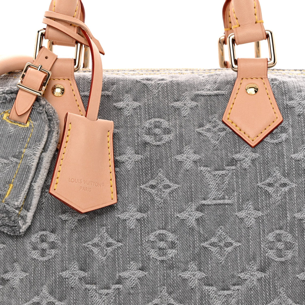 Monogram Denim Speedy Soft 30 Washed Gray