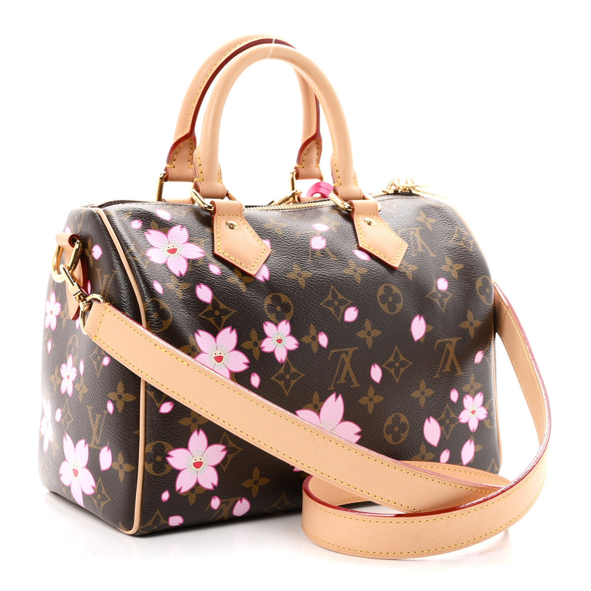 LV X TM Monogram Cherry Blossom Speedy Bandouliere 25 Sakura Brown