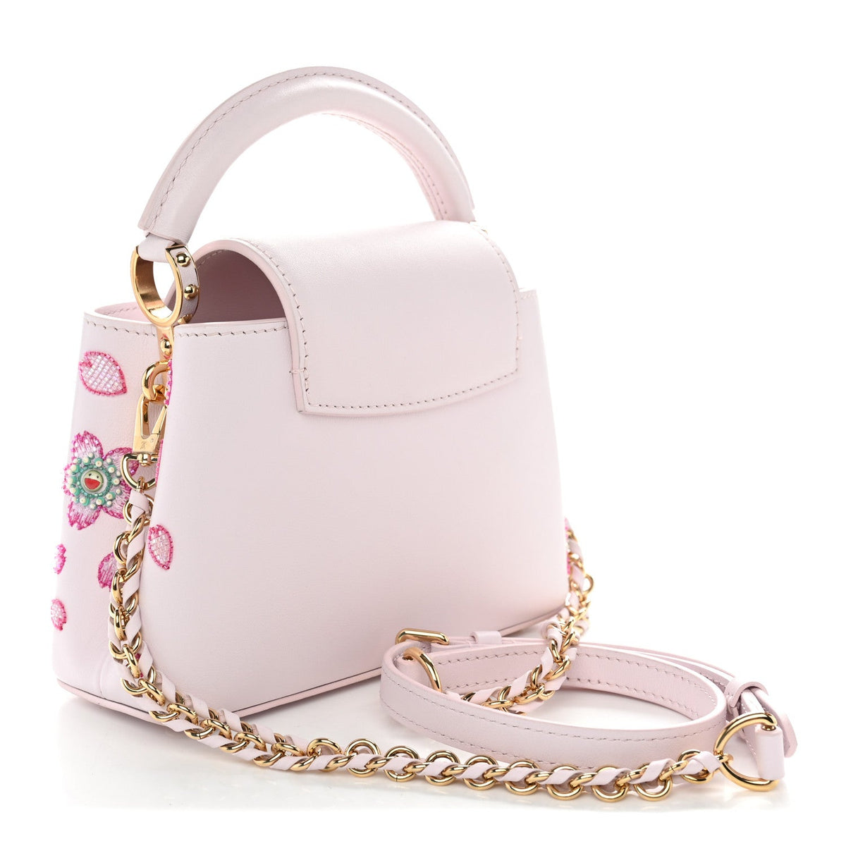 LV X TM Lambskin Beaded Embroidered Mini Cherry Blossom Capucines Pink