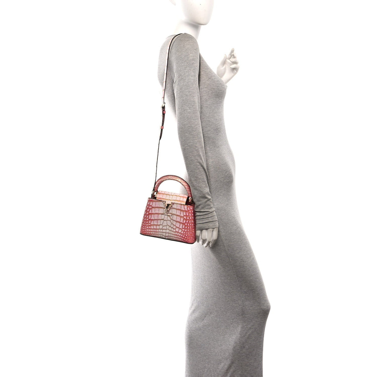 Crocodile Mini Capucines Sahara Rose