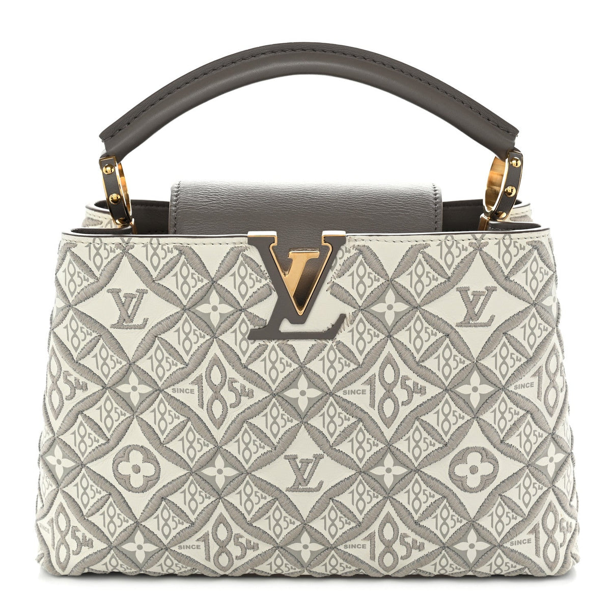 Calfskin Since 1854 Embroidered Capucines BB Ecru Taupe