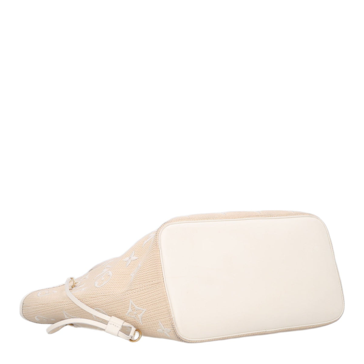 Cotton Monogram Embroidered Neverfull MM Beige White