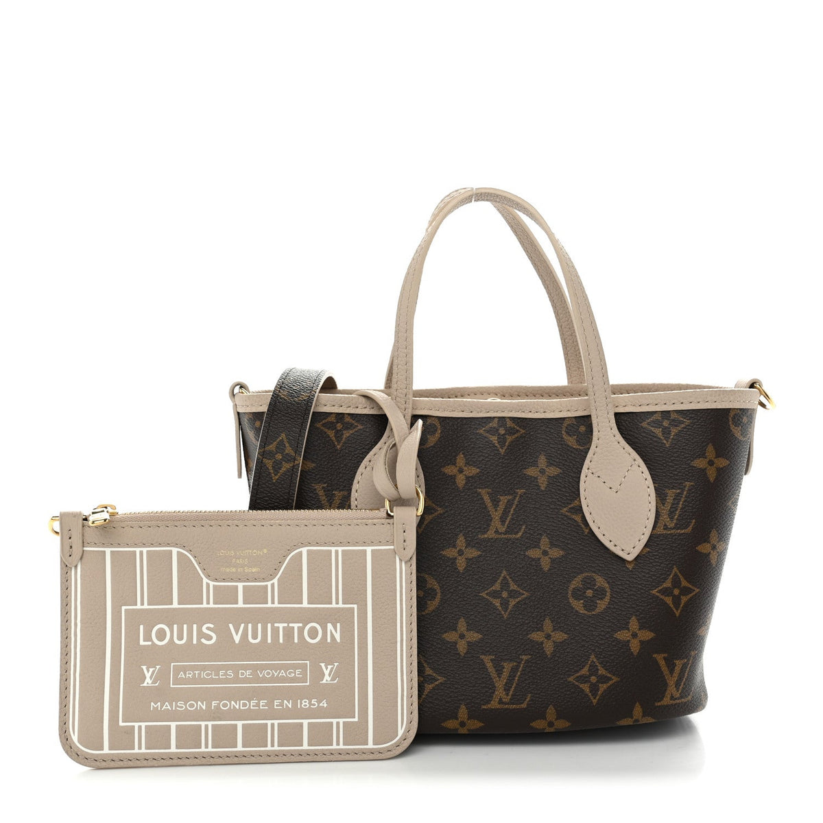 Monogram Neverfull Inside Out Bandouliere BB Limestone