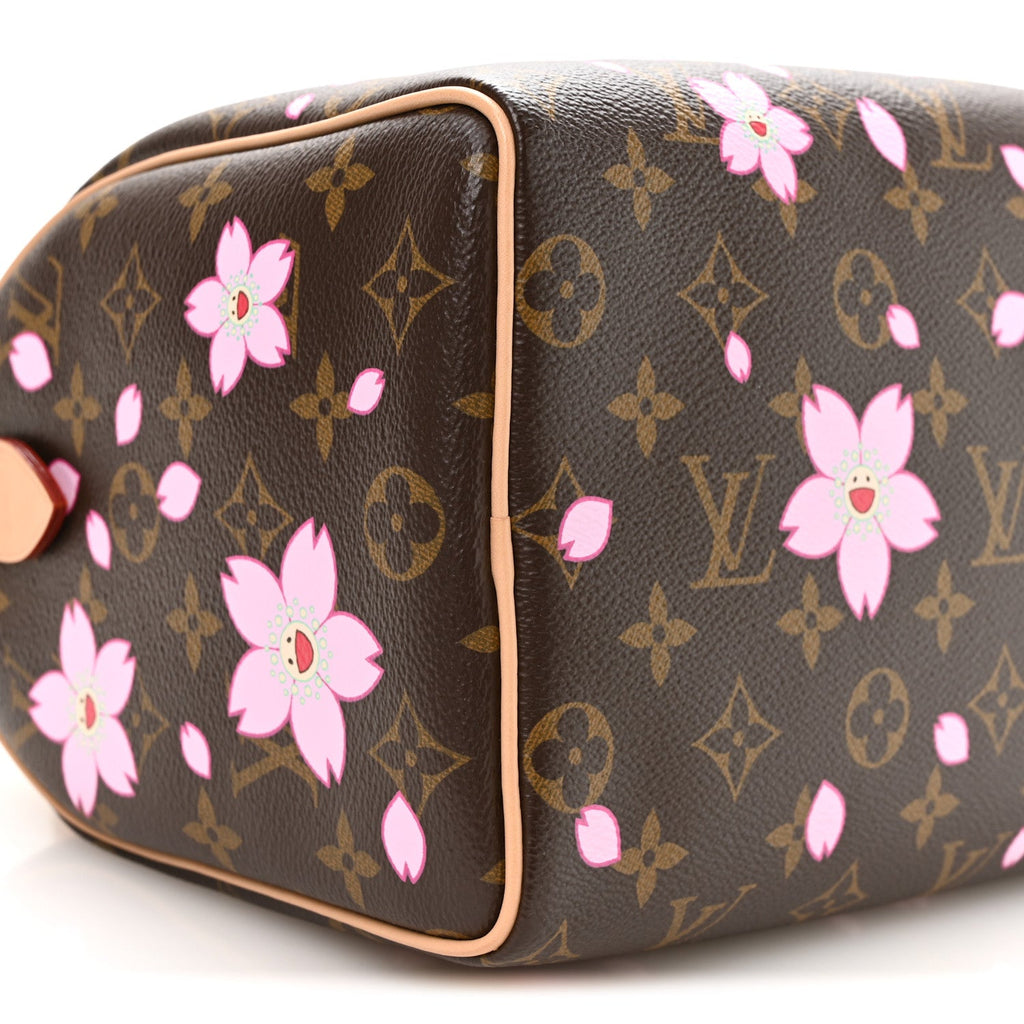 LV X TM Monogram Cherry Blossom Speedy Bandouliere 25 Sakura Brown