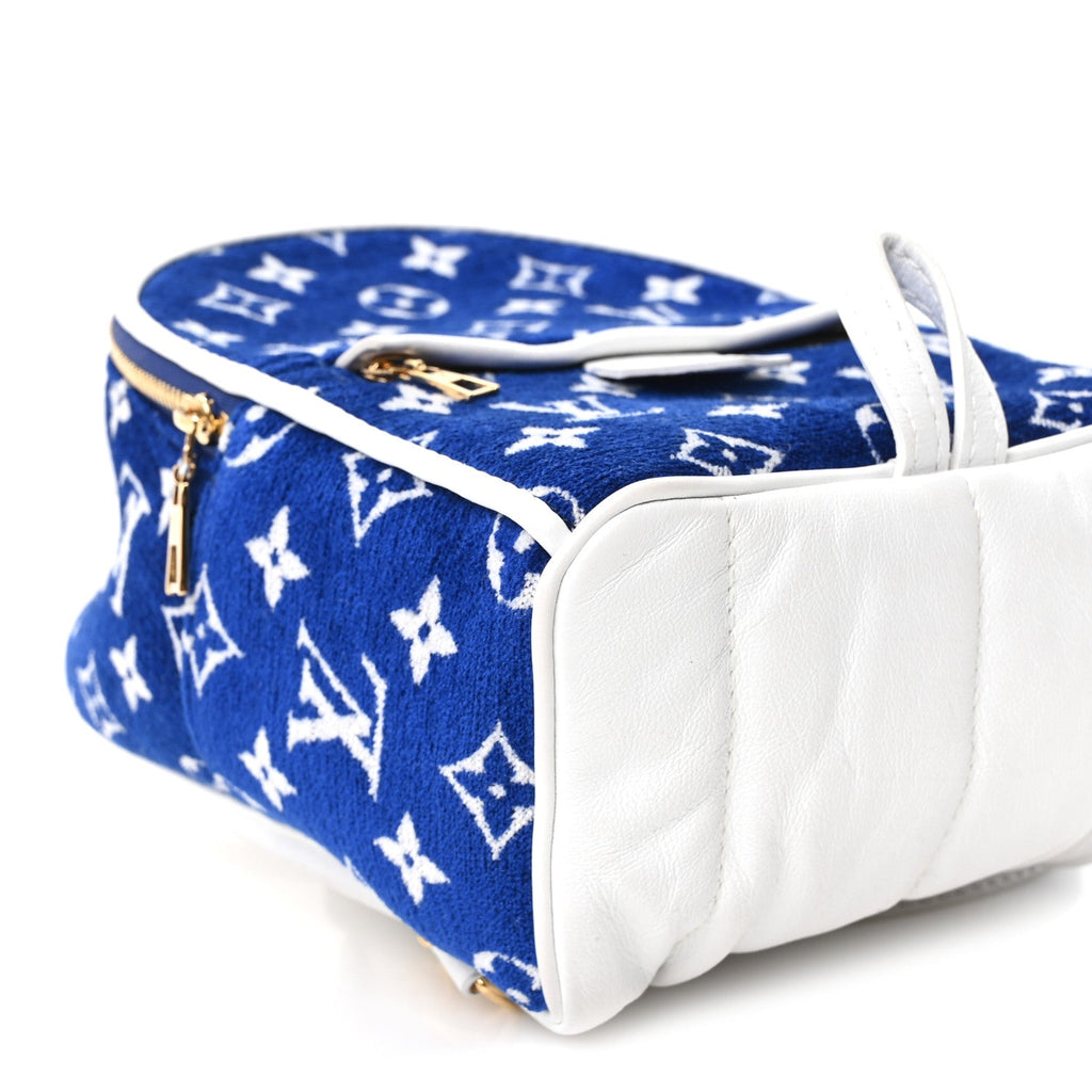 Jacquard Velvet Monogram Palm Springs Backpack Mini Blue