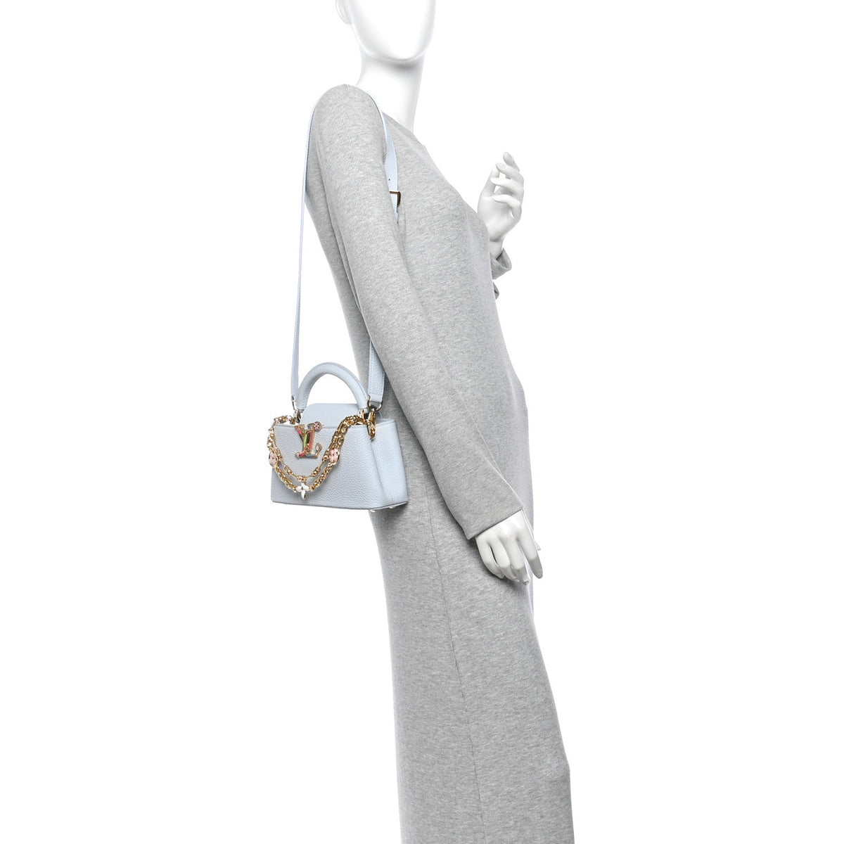 LV X TM Taurillon Capucines East West Mini Olympe Blue