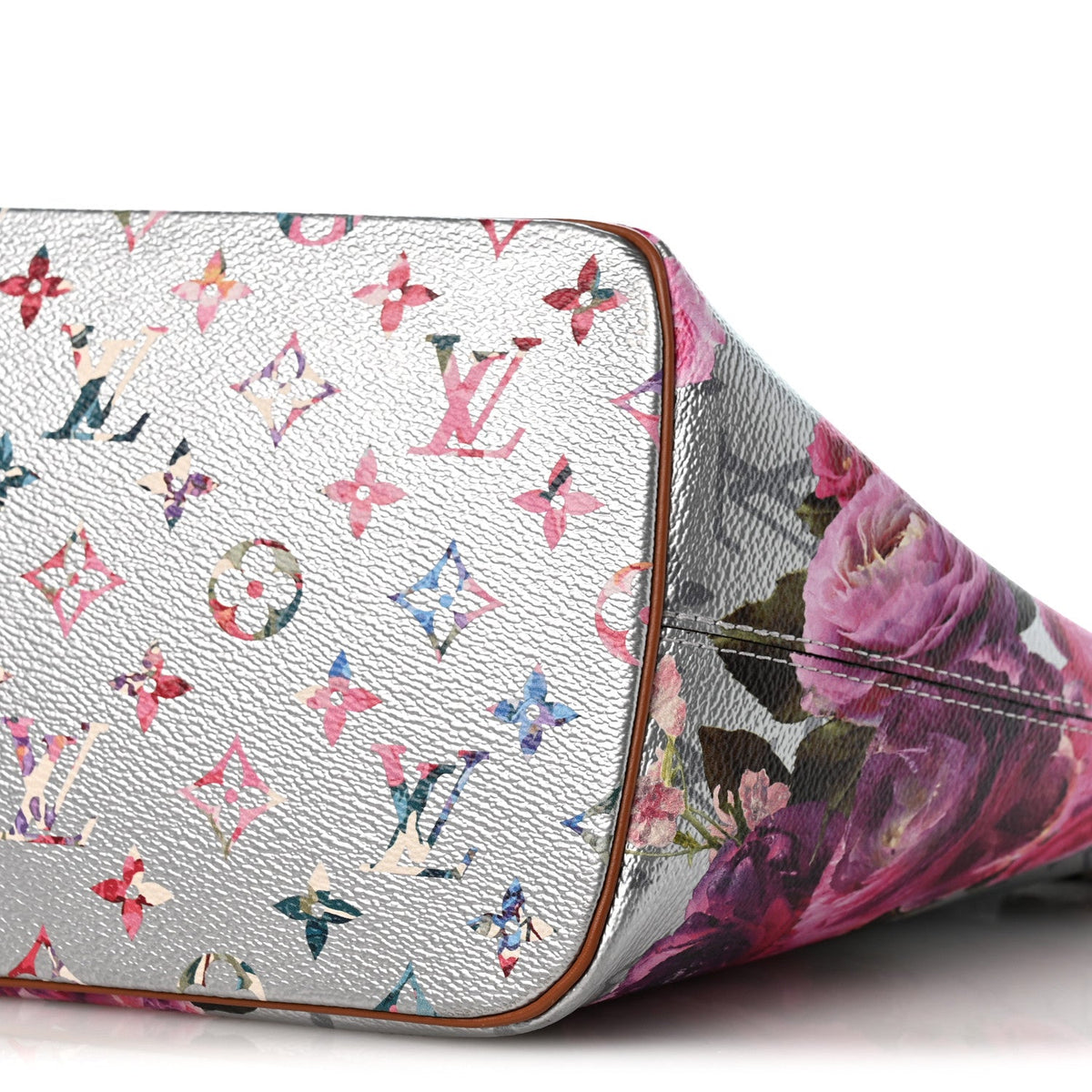 Metallic Monogram LV Garden Neverfull MM Silver