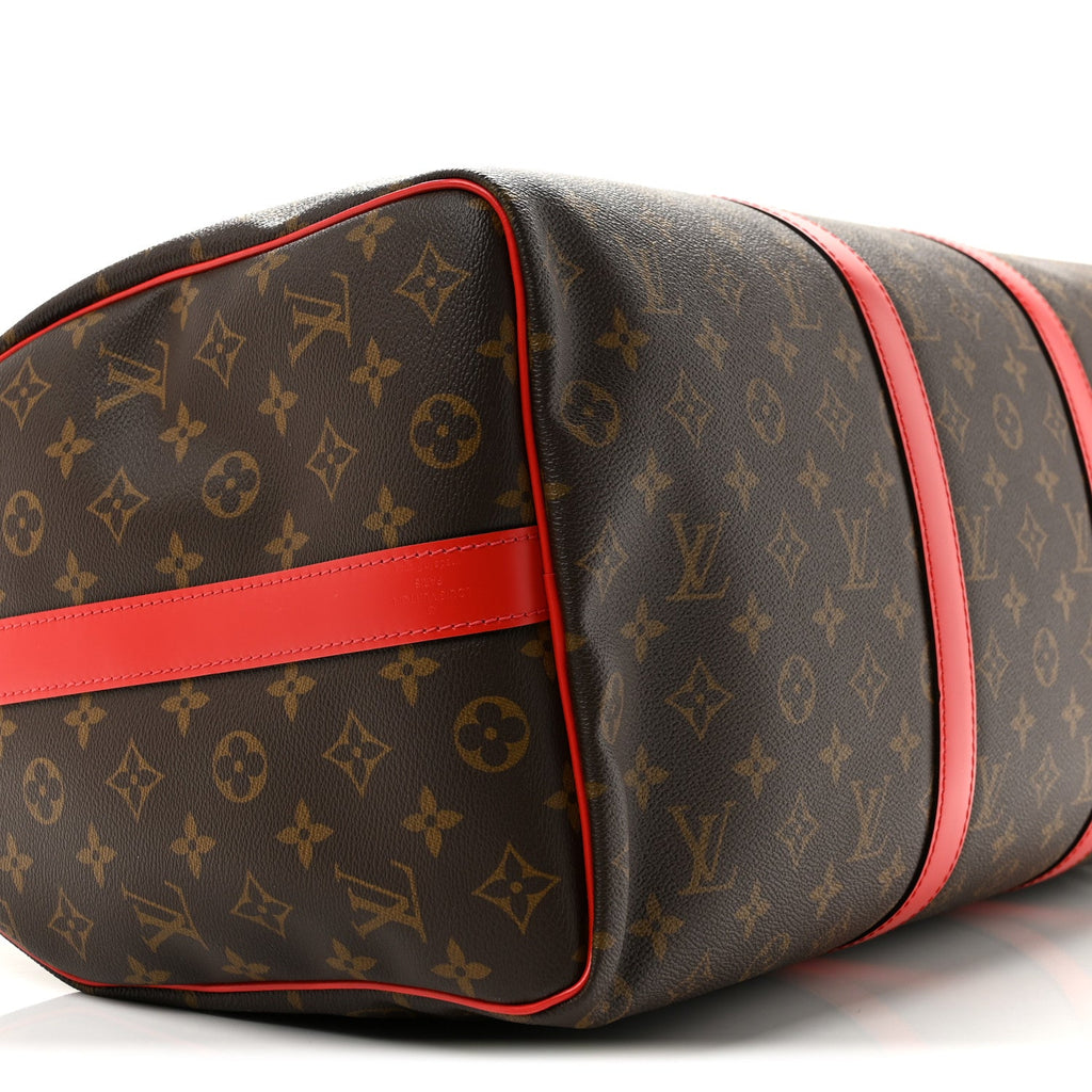 Calfskin Monogram Keepall Bandouliere 50 Coquelicot