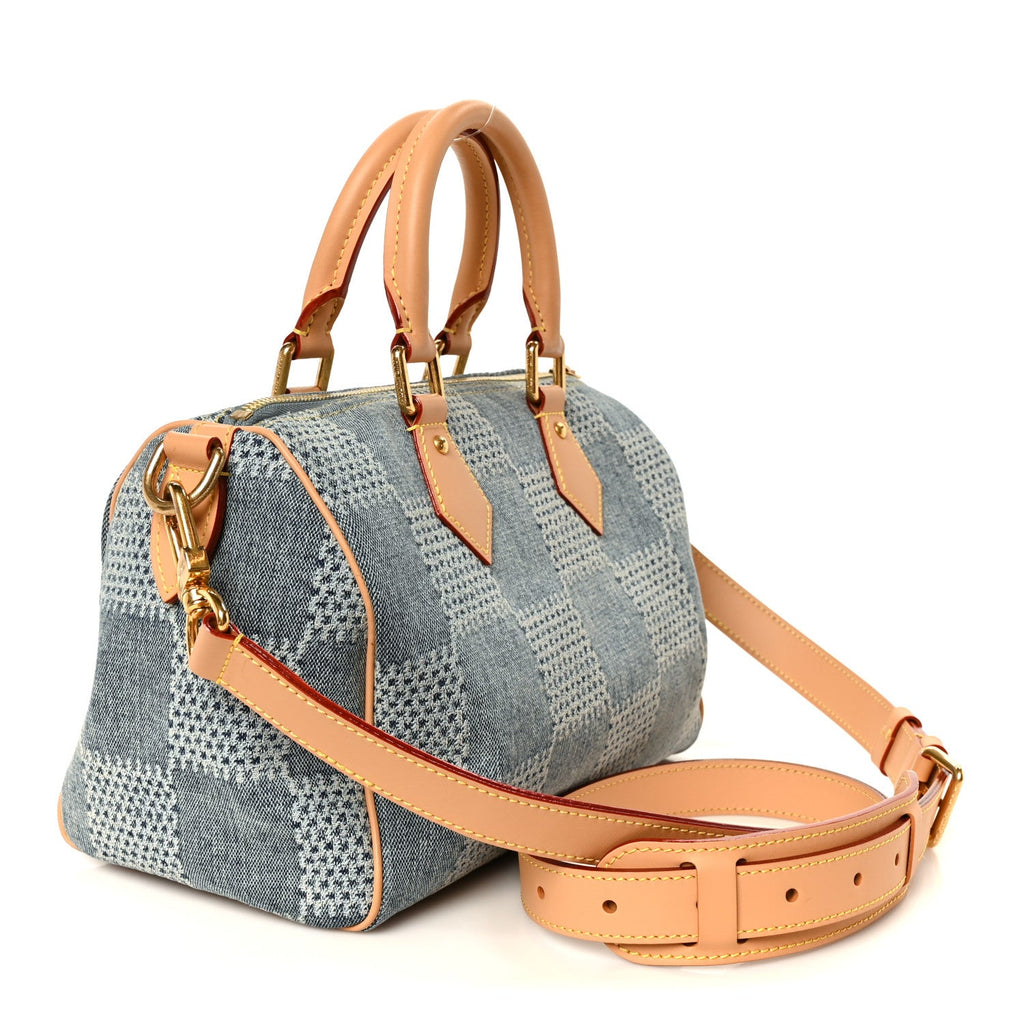 Damier Denim 3D Speedy Bandouliere 25 Bleu