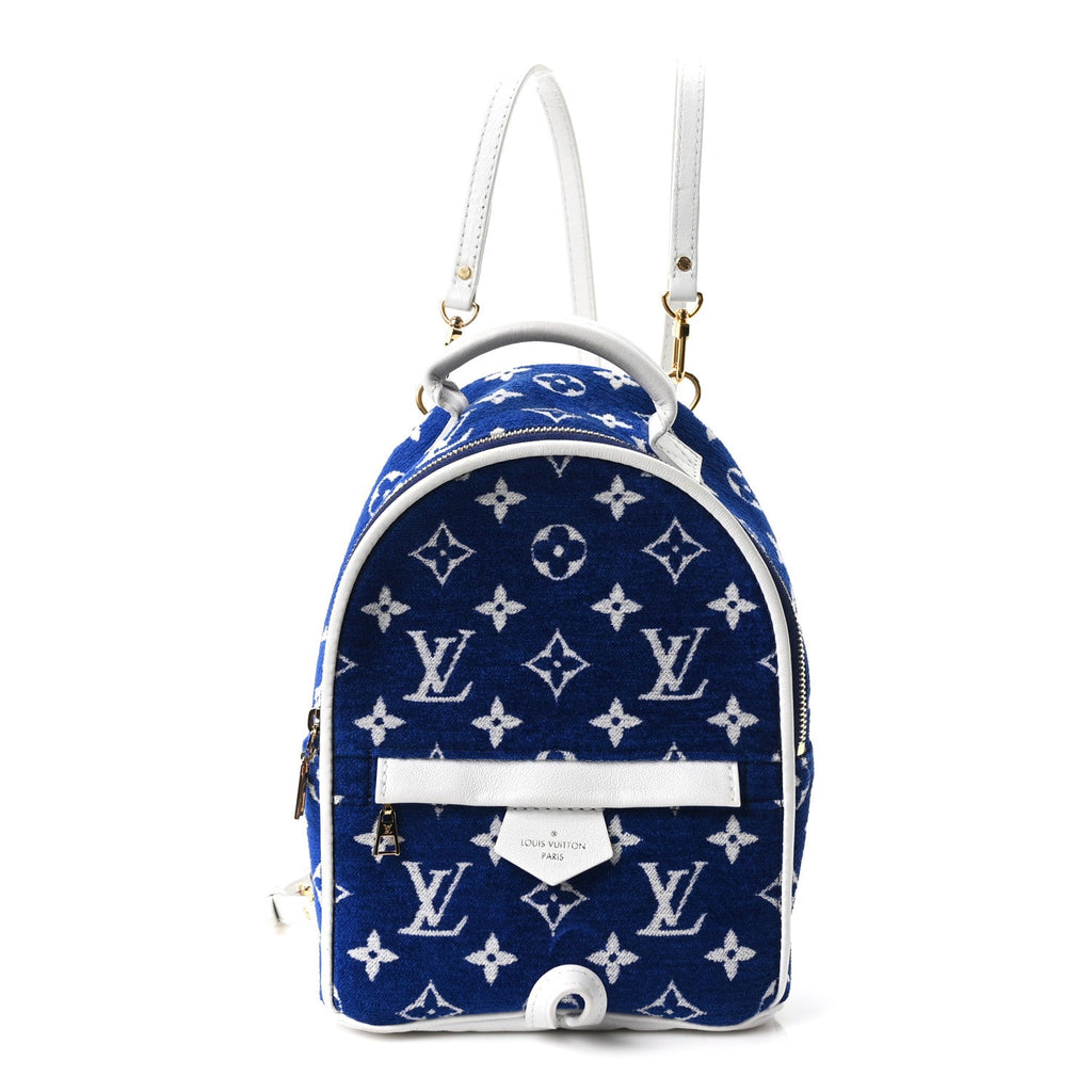 Jacquard Velvet Monogram Palm Springs Backpack Mini Blue
