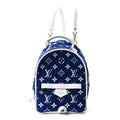 Jacquard Velvet Monogram Palm Springs Backpack Mini Blue