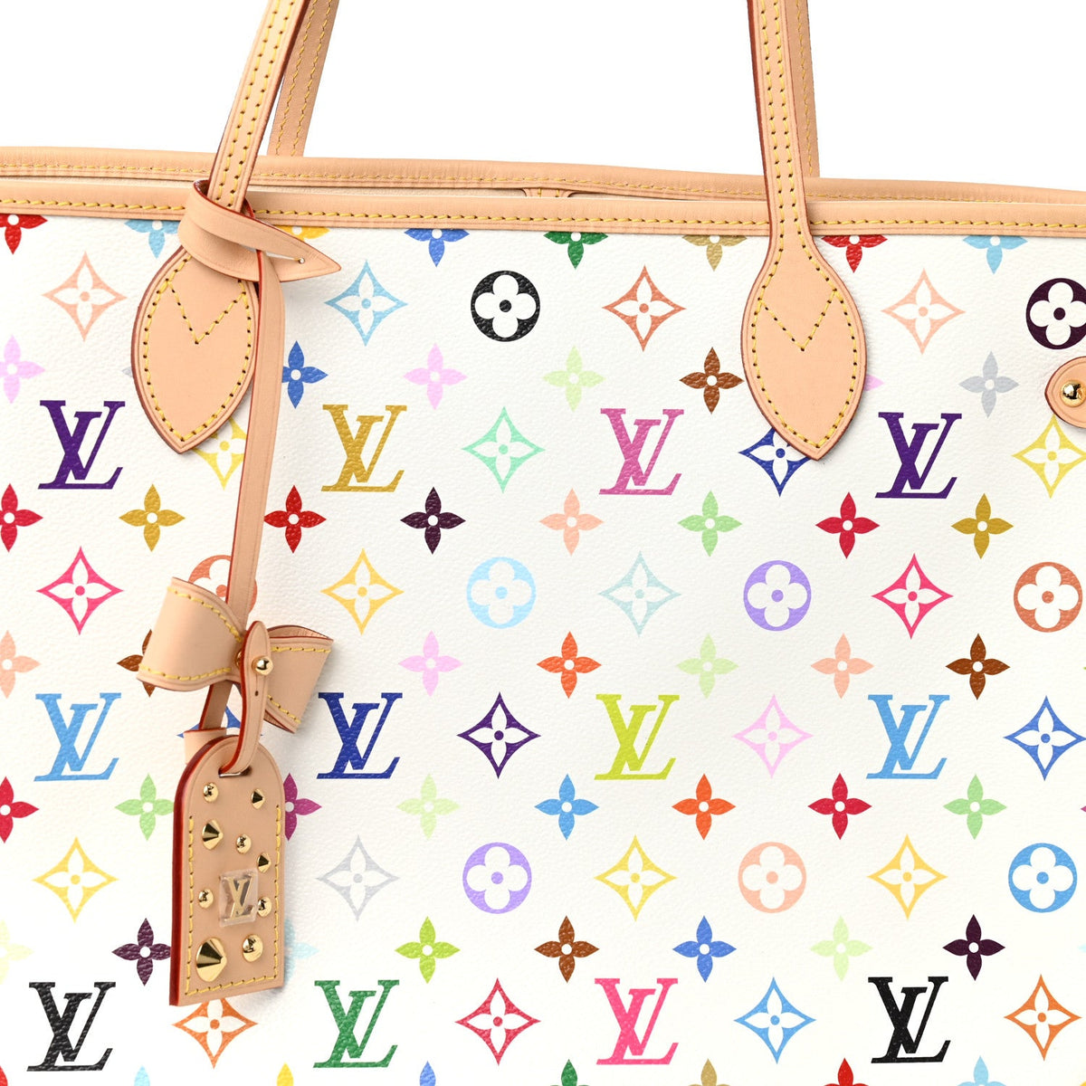 LV X TM Monogram Multicolor Neverfull MM White