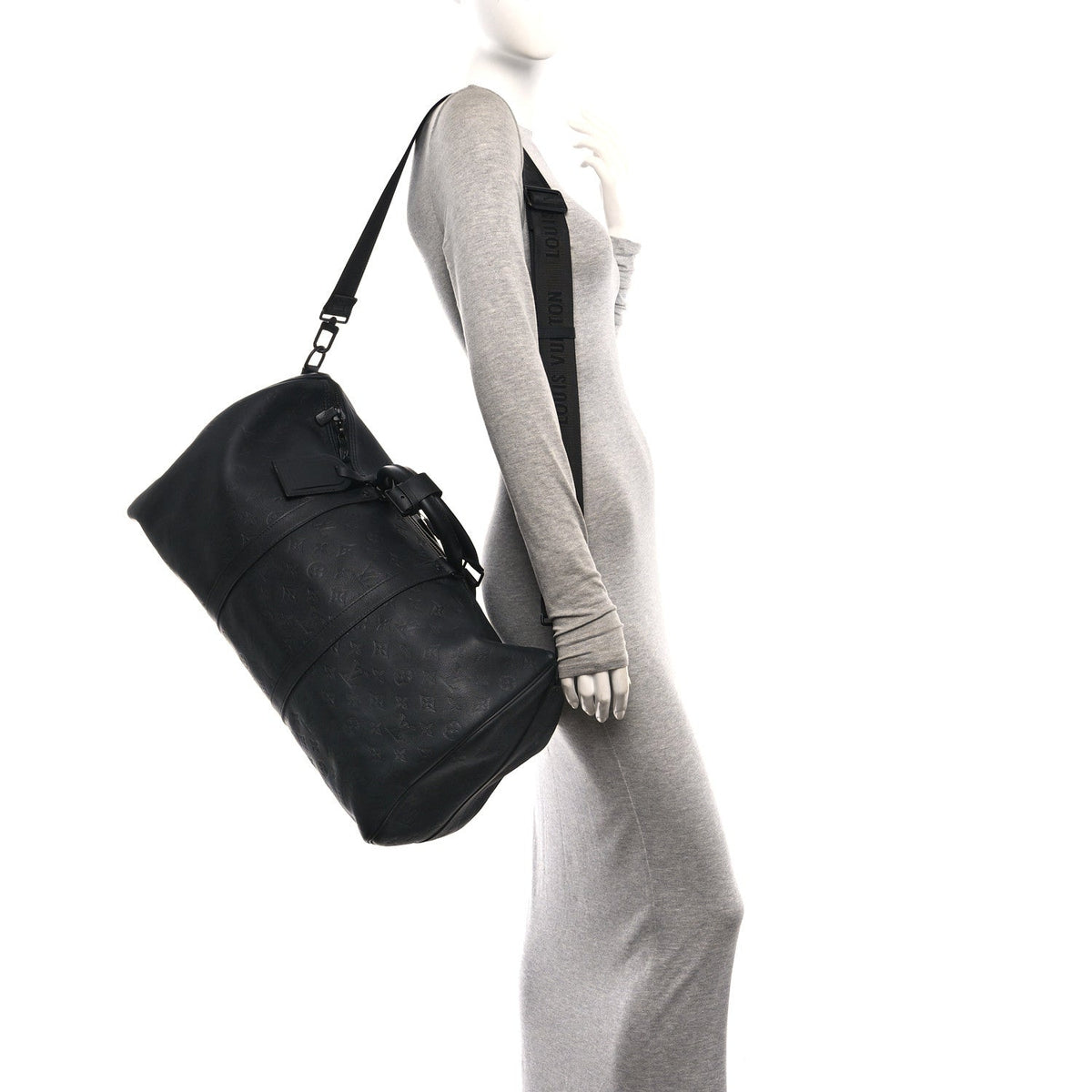 Calfskin Shadow Monogram Keepall Bandouliere 50 Black