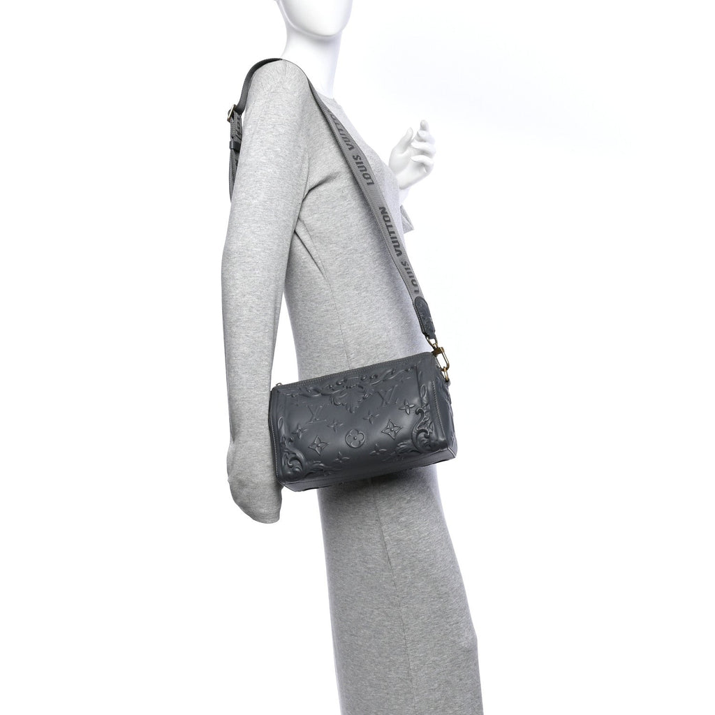 Calfskin Debossed Monogram Versailles City Keepall Dark Shadow Grey