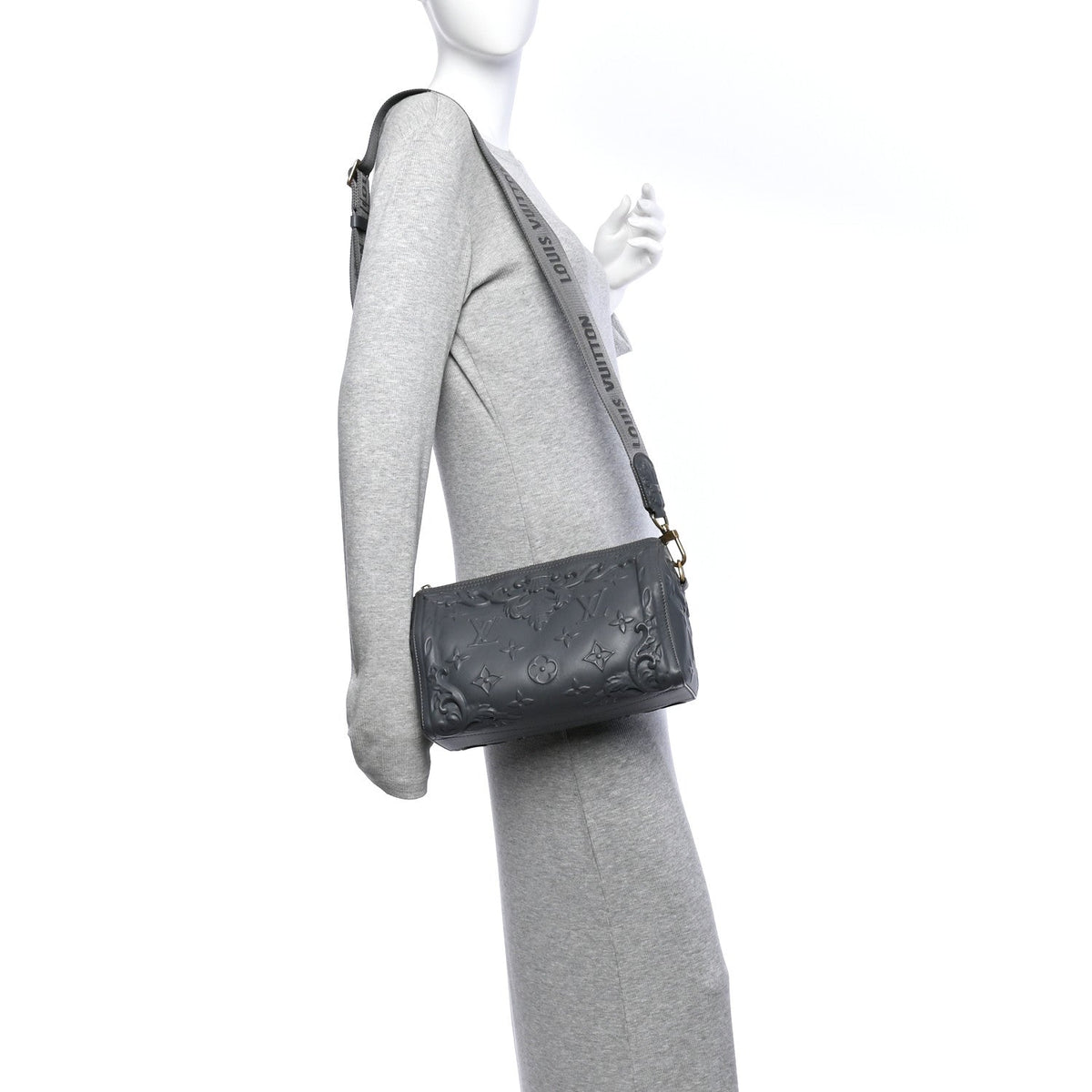 Calfskin Debossed Monogram Versailles City Keepall Dark Shadow Grey
