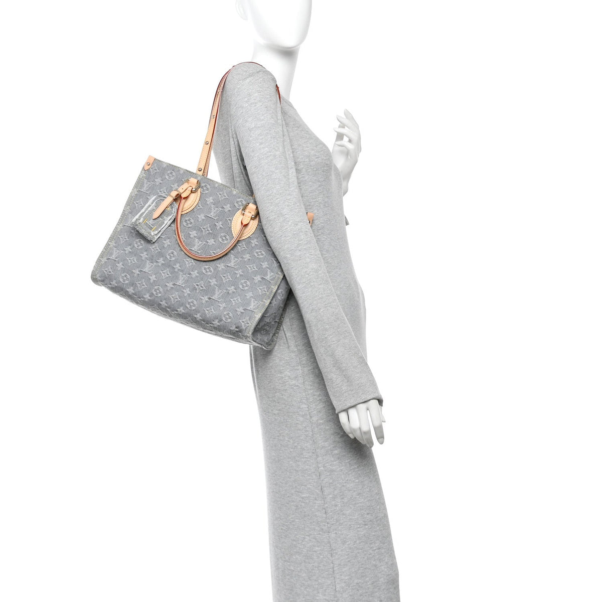 Monogram Denim Onthego MM Washed Gray