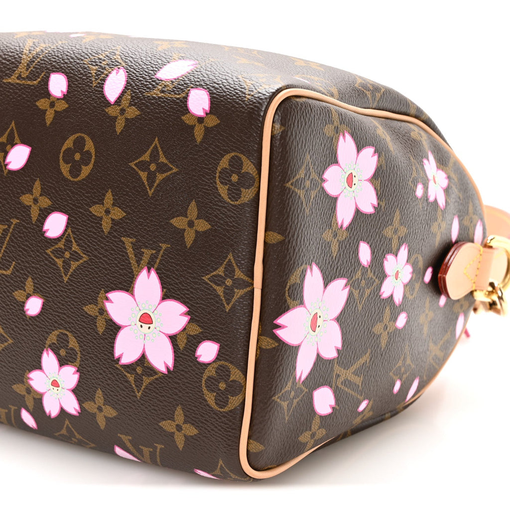 LV X TM Monogram Cherry Blossom Speedy Bandouliere 25 Sakura Brown