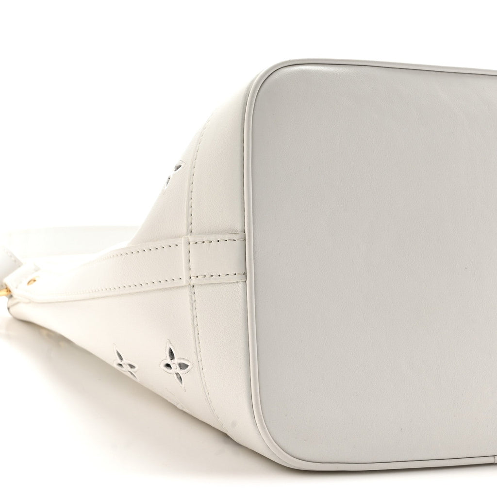 Calfskin Monogram Cutout Petit Noe White