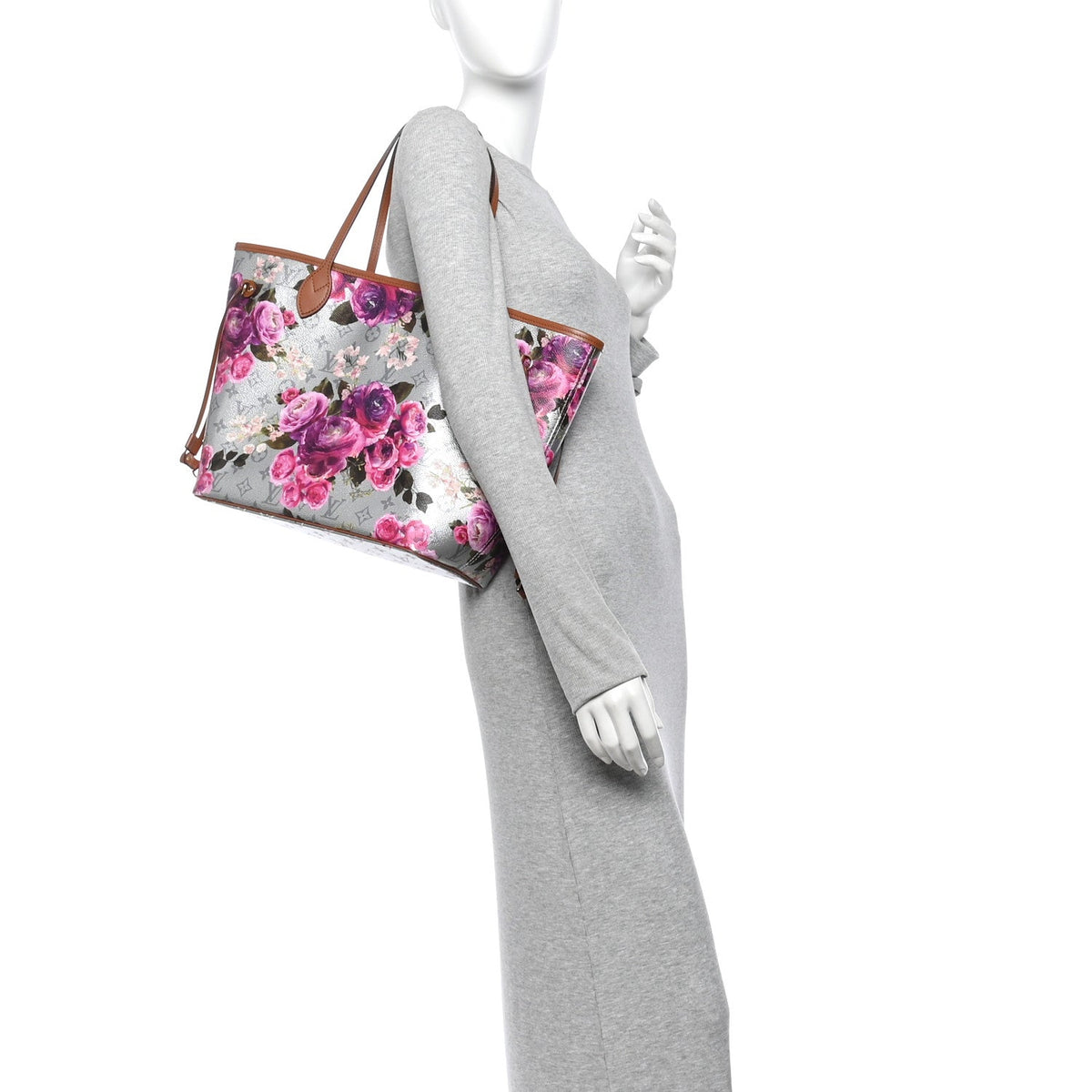 Metallic Monogram LV Garden Neverfull MM Silver