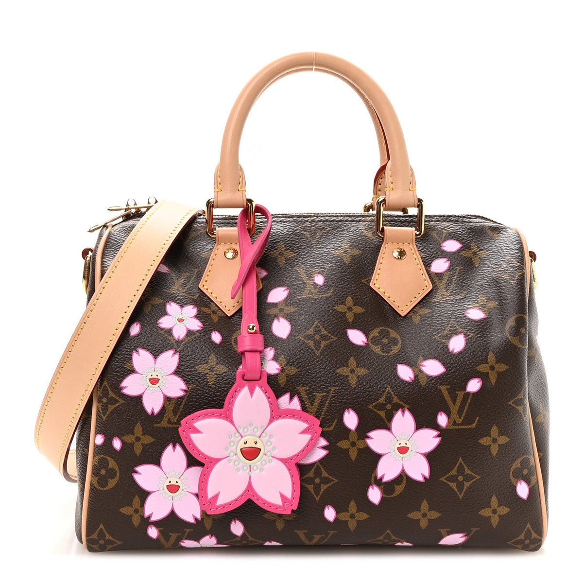 LV X TM Monogram Cherry Blossom Speedy Bandouliere 25 Sakura Brown