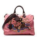 Satin Monogram Paris Tokyo Embroidered Speedy P9 Bandouliere 40 Dark Pink