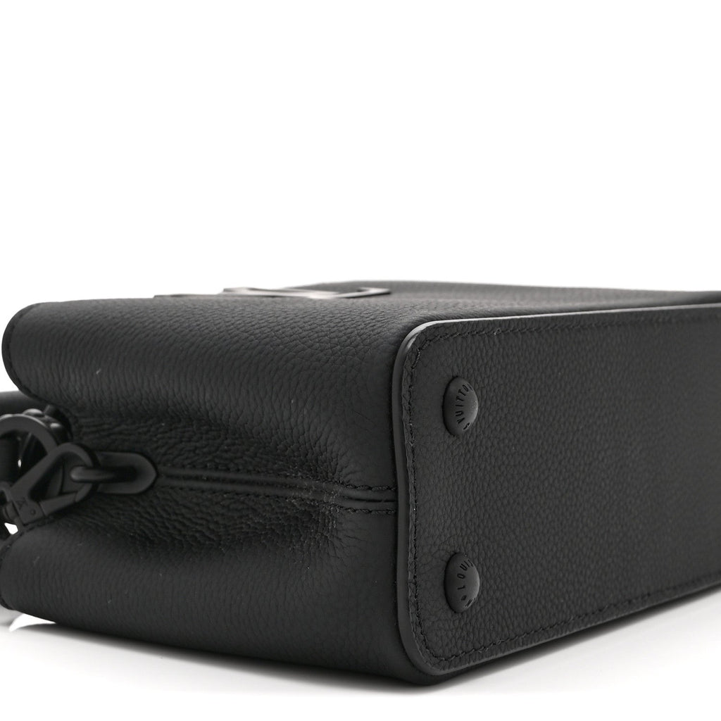 Matte Taurillon Capucines East West Mini All Black