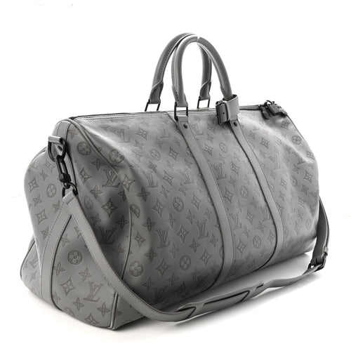 Calfskin Monogram Shadow Keepall Bandouliere 50 Anthracite Gray