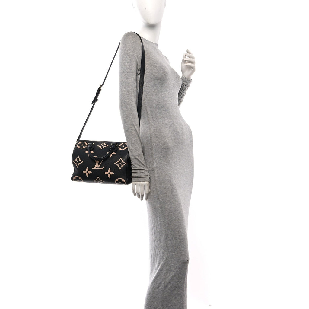 Empreinte Monogram Giant Speedy Bandouliere 25 Black Beige
