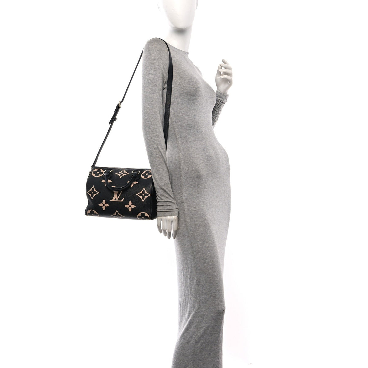 Empreinte Monogram Giant Speedy Bandouliere 25 Black Beige