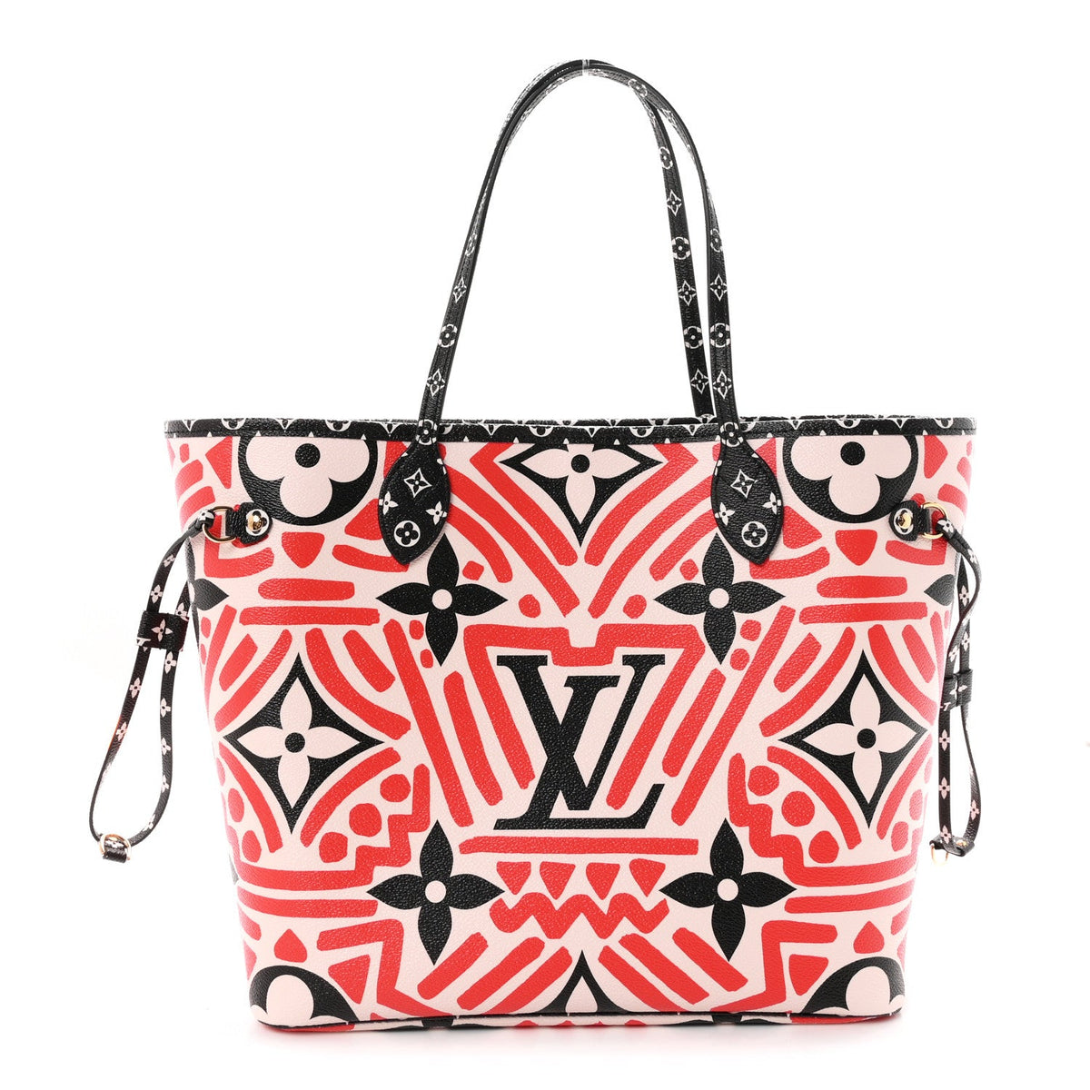 Monogram Giant Crafty Neverfull MM Creme Rouge Black