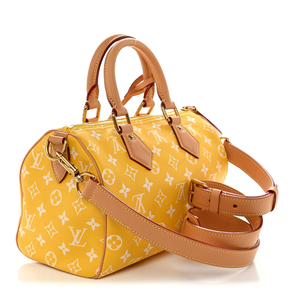 Calfskin Monogram Speedy P9 Bandouliere 25 Jaune Mat