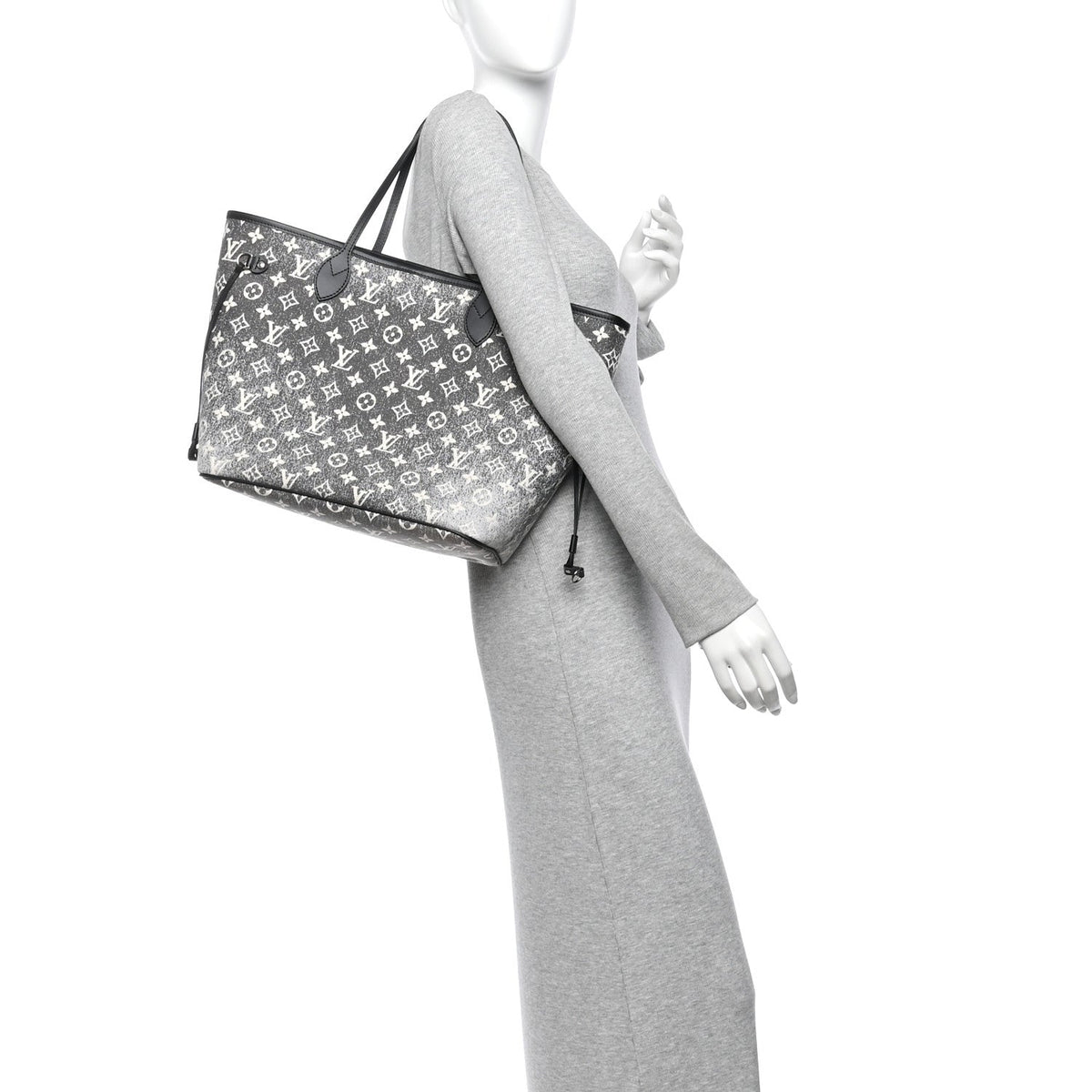 Denim Monogram Jacquard Neverfull MM Grey