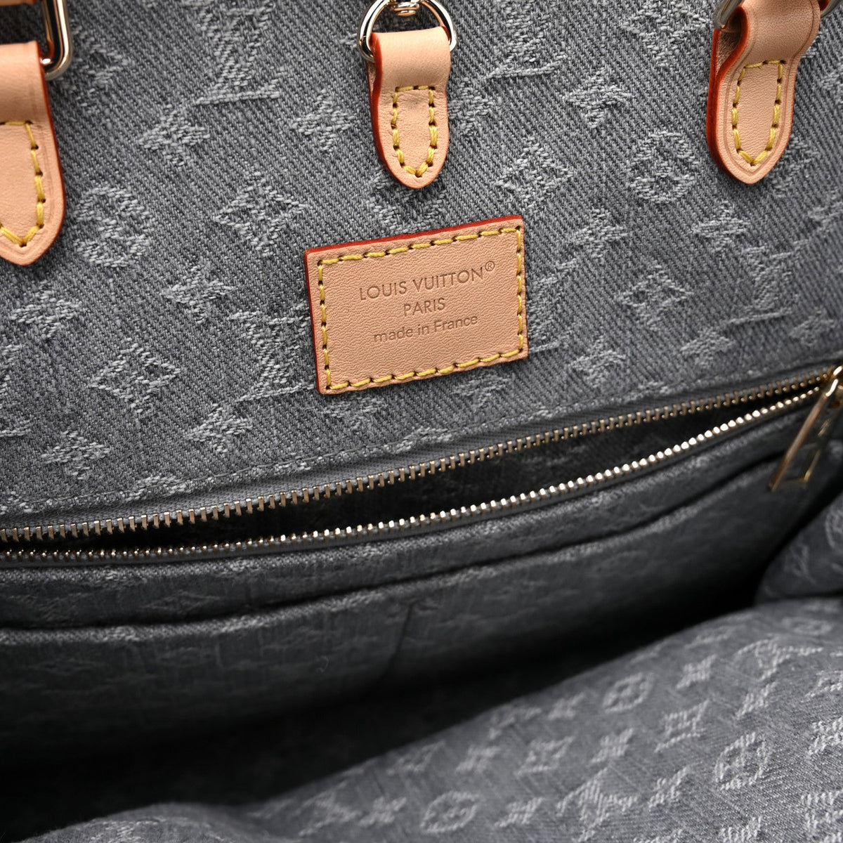 Monogram Denim Onthego MM Washed Gray
